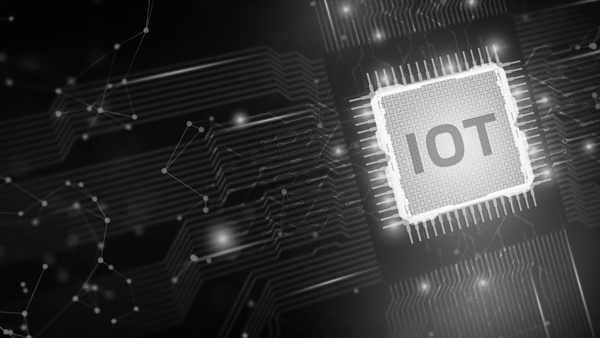 Visual of an industrial smart factory with IoT-connected machines, robotic automation, edge devices, and a digital twin dashboard in real time.